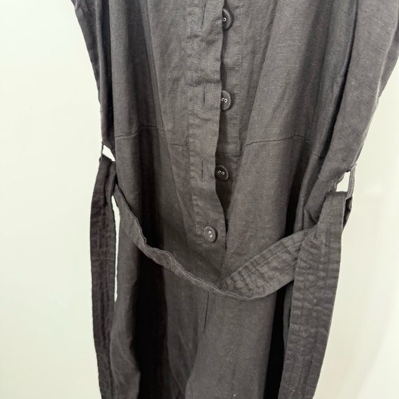 EVERLANE The Linen Picnic Jumpsuit Black Sleeveless Button-Up Size 8 - Picture 4 of 12